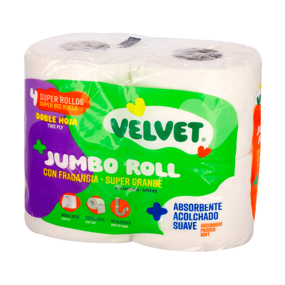 Papel HigiƩnico Velvet Rollos Jumbo 4 Unidad Papel HigiƩnico Velvet Rollos Jumbo 4 Unidad