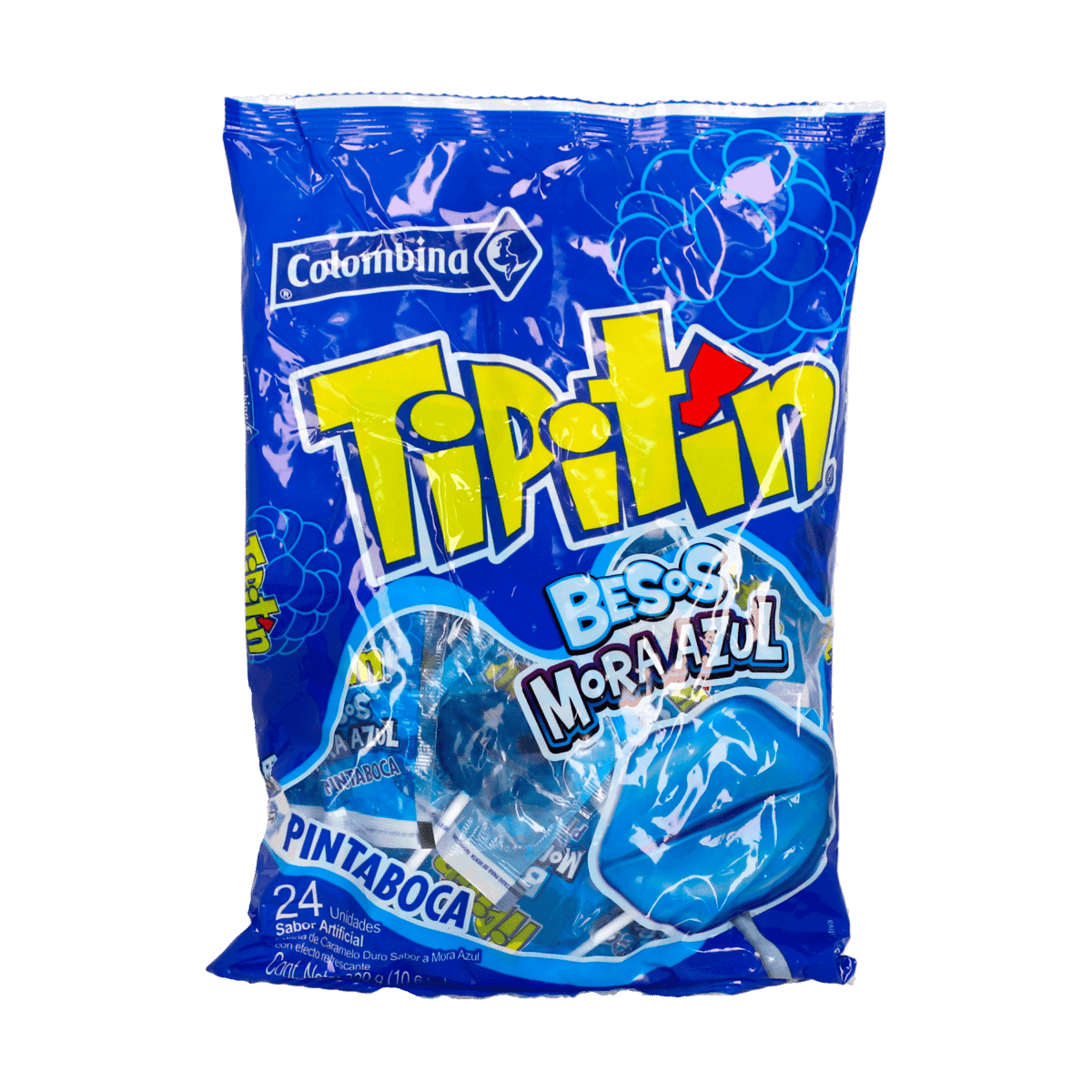 Paletas Besos Mora Azul Tipitín Colombina 24 Unidades Paletas Besos Mora Azul Tipitín Colombina 24 Unidades