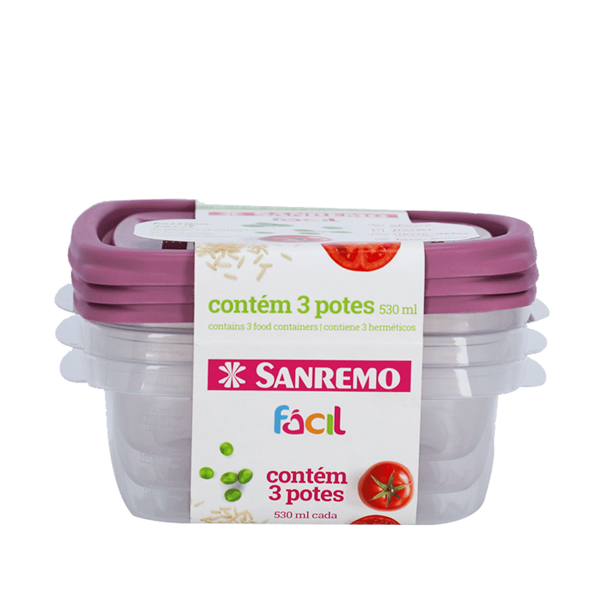Set De 3 Envases Herméticos Plásticos De 530ml Set De 3 Envases Herméticos Plásticos De 530ml