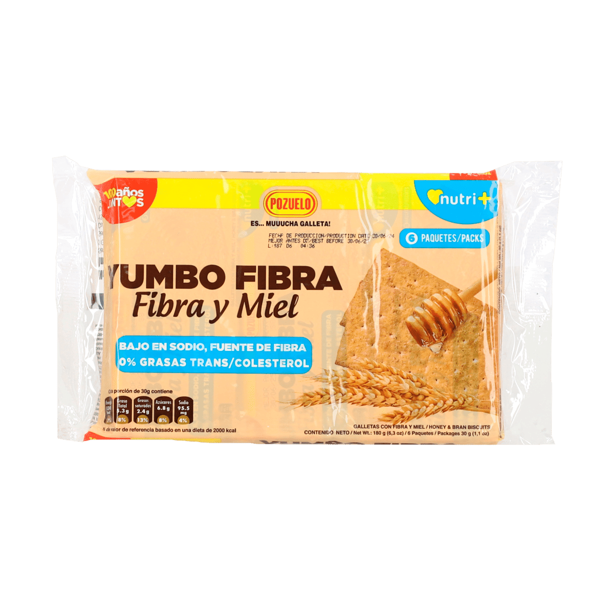 Galleta Yumbo Fibra y Miel Pozuelo 180 Gramos Galleta Yumbo Fibra y Miel Pozuelo 180 Gramos