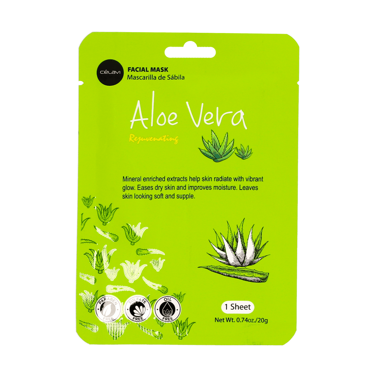 Mascarilla de Sábila Aloe Vera Celavi M/FACIALMK014 20 g Mascarilla de Sábila Aloe Vera Celavi M/FACIALMK014 20 g