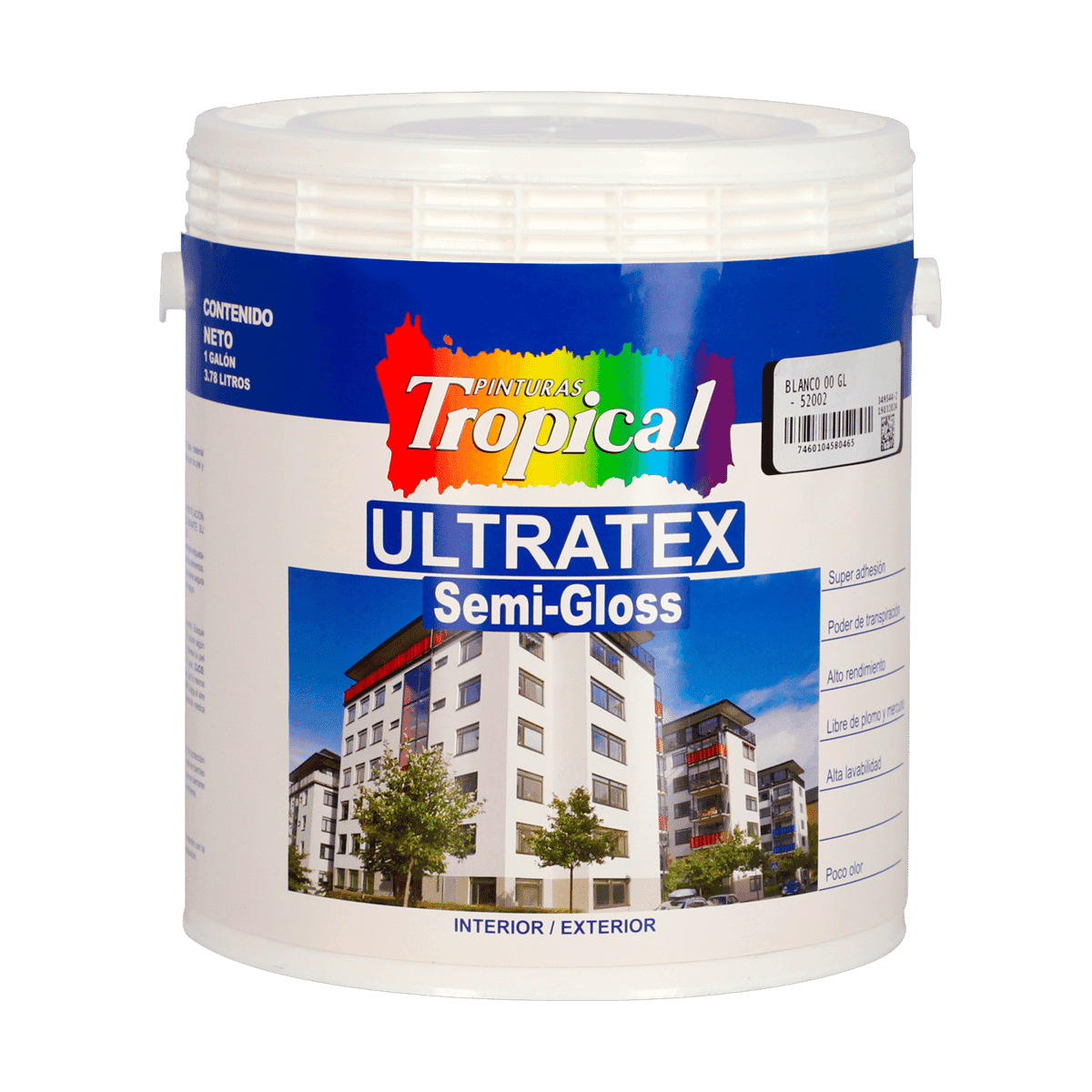 Pinturas Tropical Ultratex Semi-Gloss Blanco 00 1 Galón Pinturas Tropical Ultratex Semi-Gloss Blanco 00 1 Galón