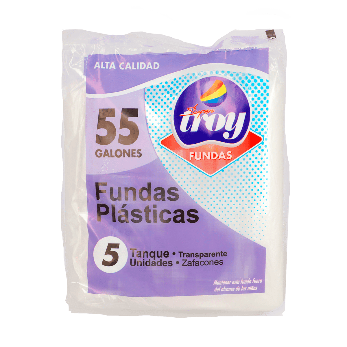 Fundas Plásticas Super Troy 55 Galones 5 Unidades Fundas Plásticas Super Troy 55 Galones 5 Unidades