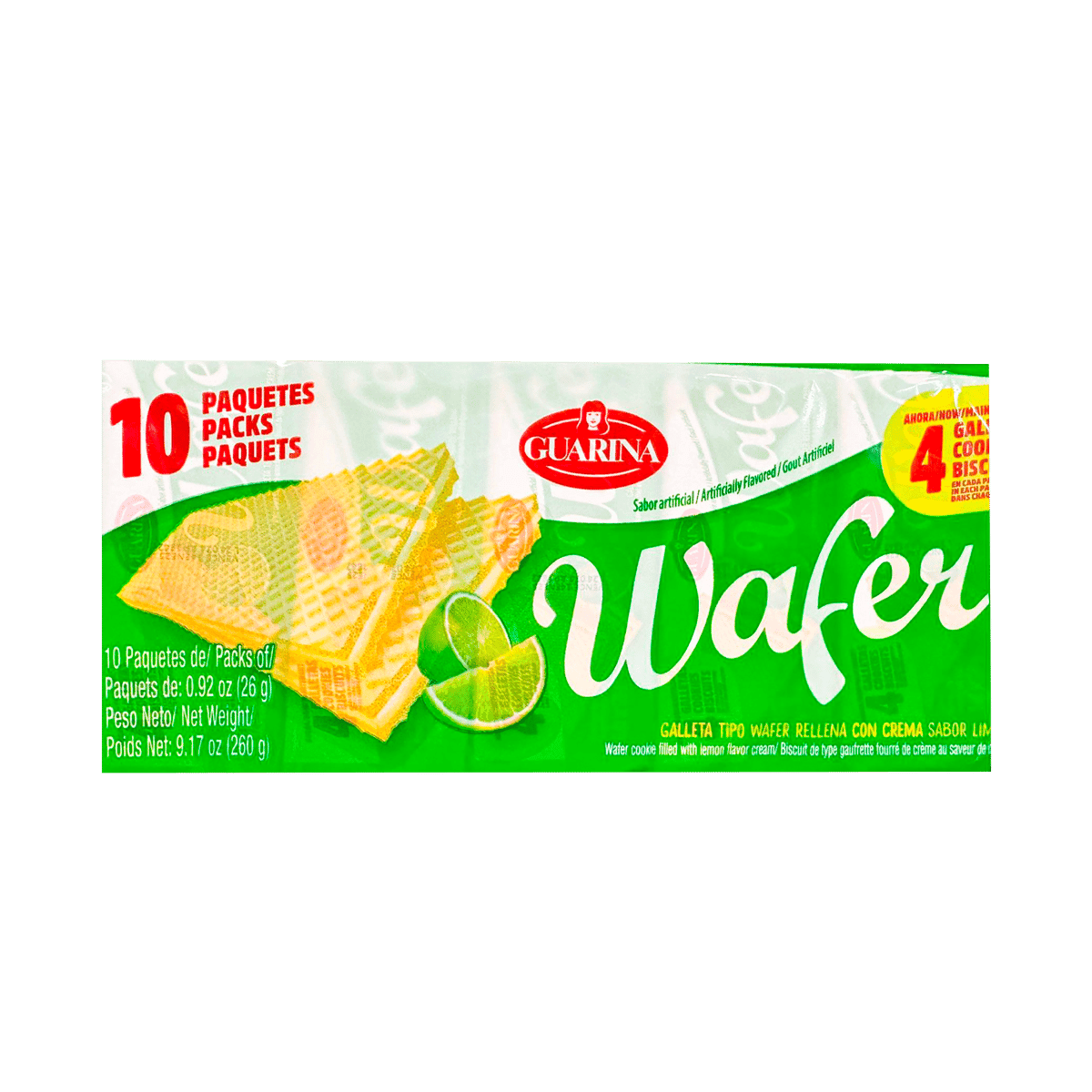 Galletas Wafer GUARINA Sabor Limón 10 Uds 26 g Galletas Wafer GUARINA Sabor Limón 10 Uds 26 g