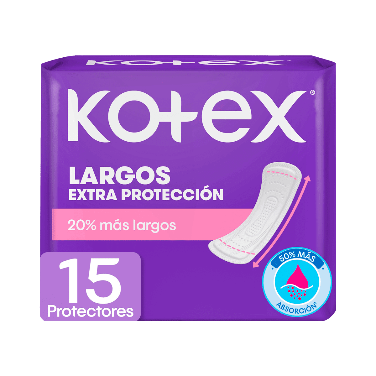 Protectores Diarios Kotex Largos 15 Unidades Protectores Diarios Kotex Largos 15 Unidades