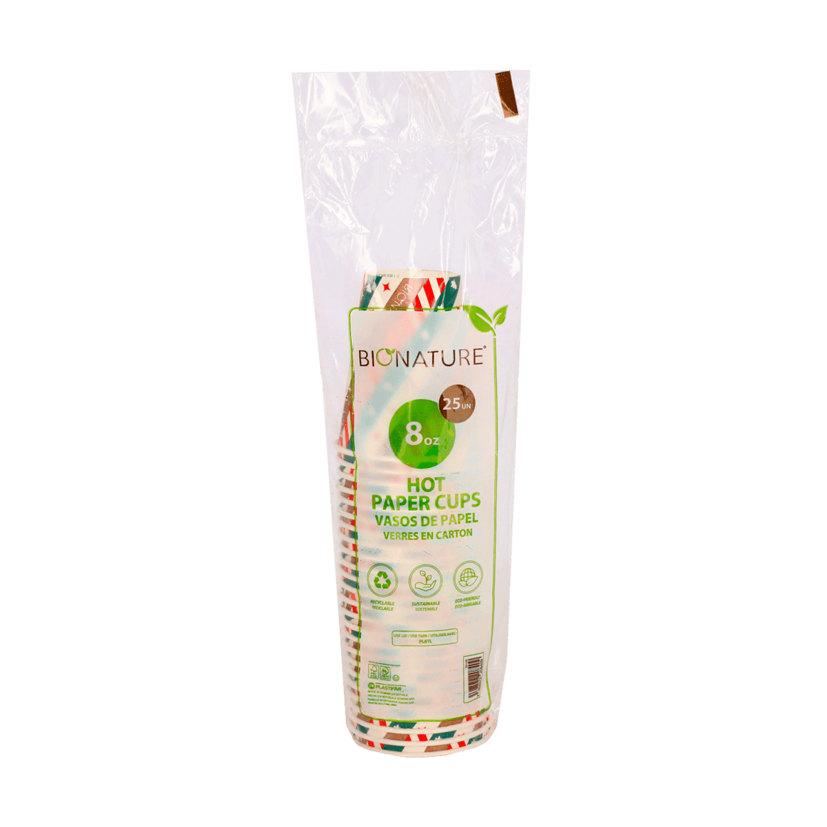 Vaso de Papel Bionature 8oz 25 Unidades Vaso de Papel Bionature 8oz 25 Unidades