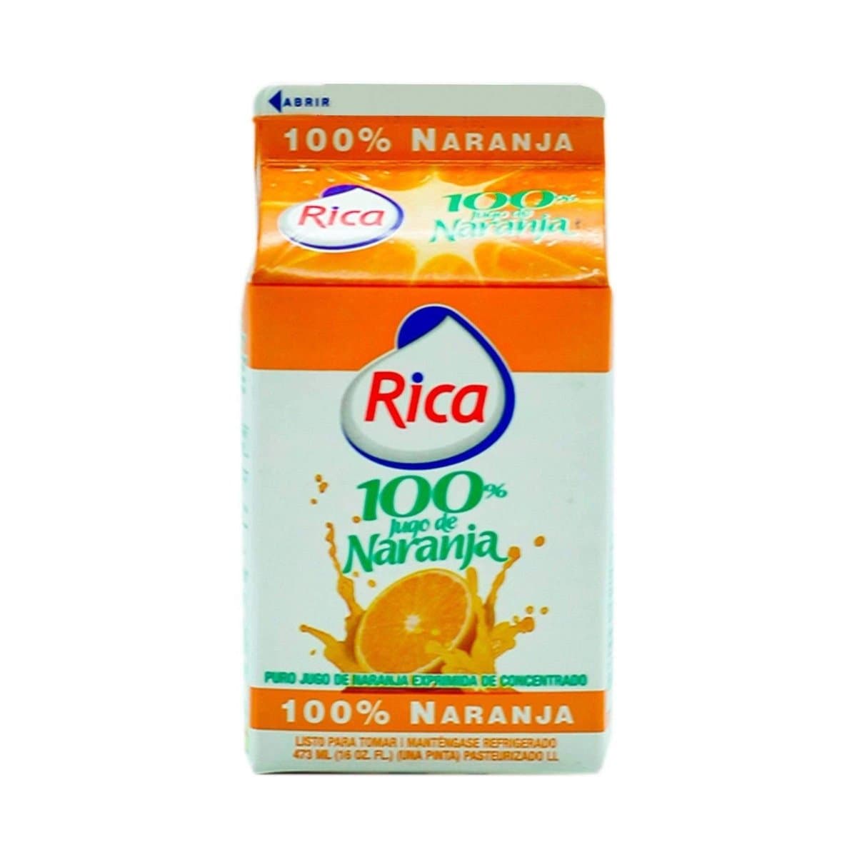 Jugo De Naranja 100% Rica 473ml Jugo De Naranja 100% Rica 473ml