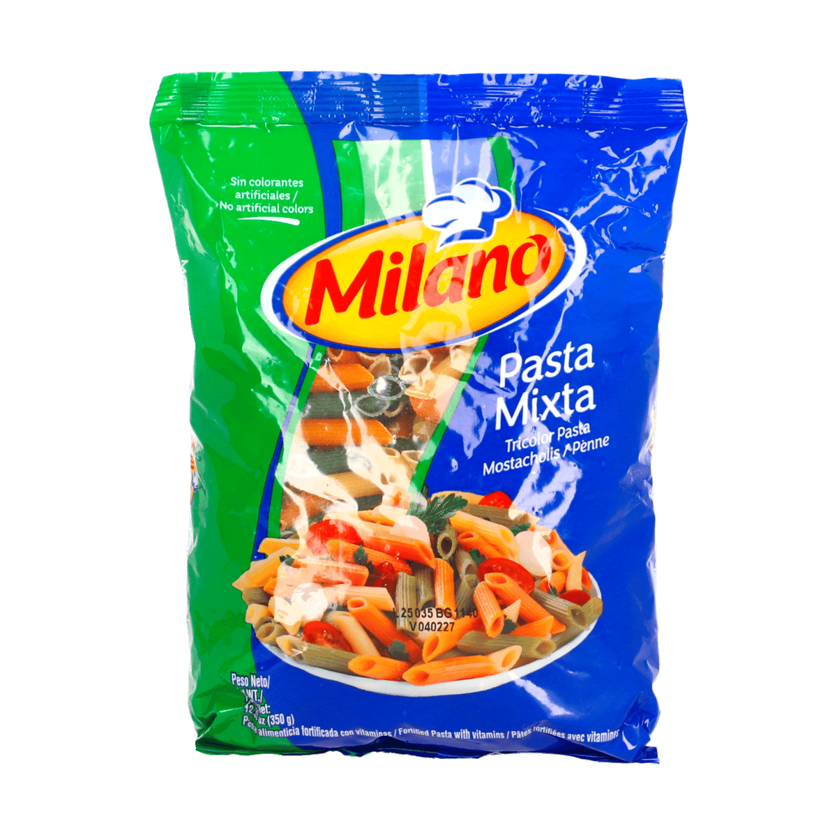 Pasta Tricolor Mostacholi Milano Mixta 350gr Pasta Tricolor Mostacholi Milano Mixta 350gr