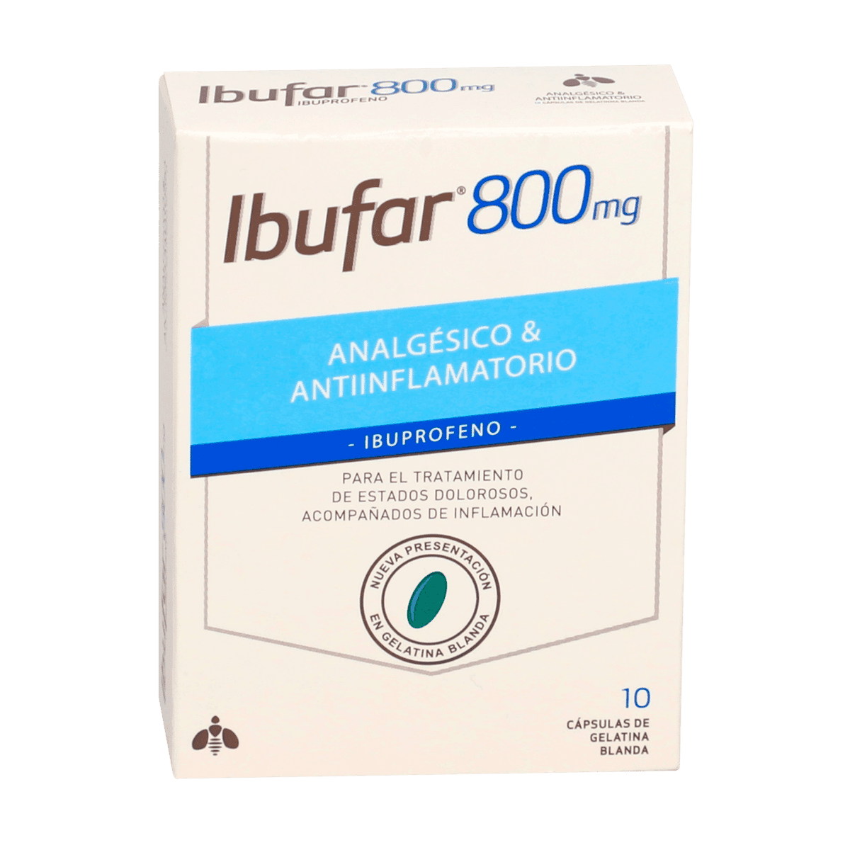 Ibufar 800 Analgésico & Antinflamatorio 10 Capsula Ibufar 800 Analgésico & Antinflamatorio 10 Capsula