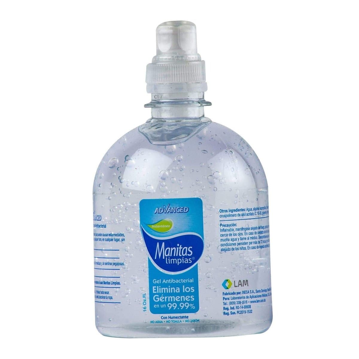 Gel Antibacterial Manitas Limpias Advanced 16 Oz Gel Antibacterial Manitas Limpias Advanced 16 Oz