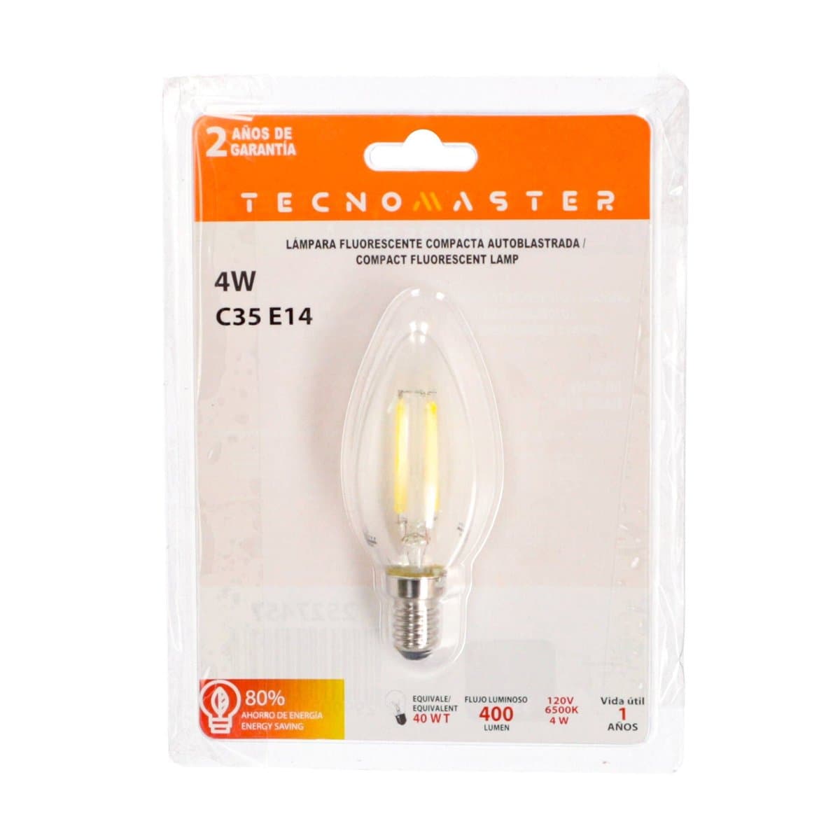 Bombillo Tecnomaster C35 E14 4W 6500K 100V C/SEN Bombillo Tecnomaster C35 E14 4W 6500K 100V C/SEN