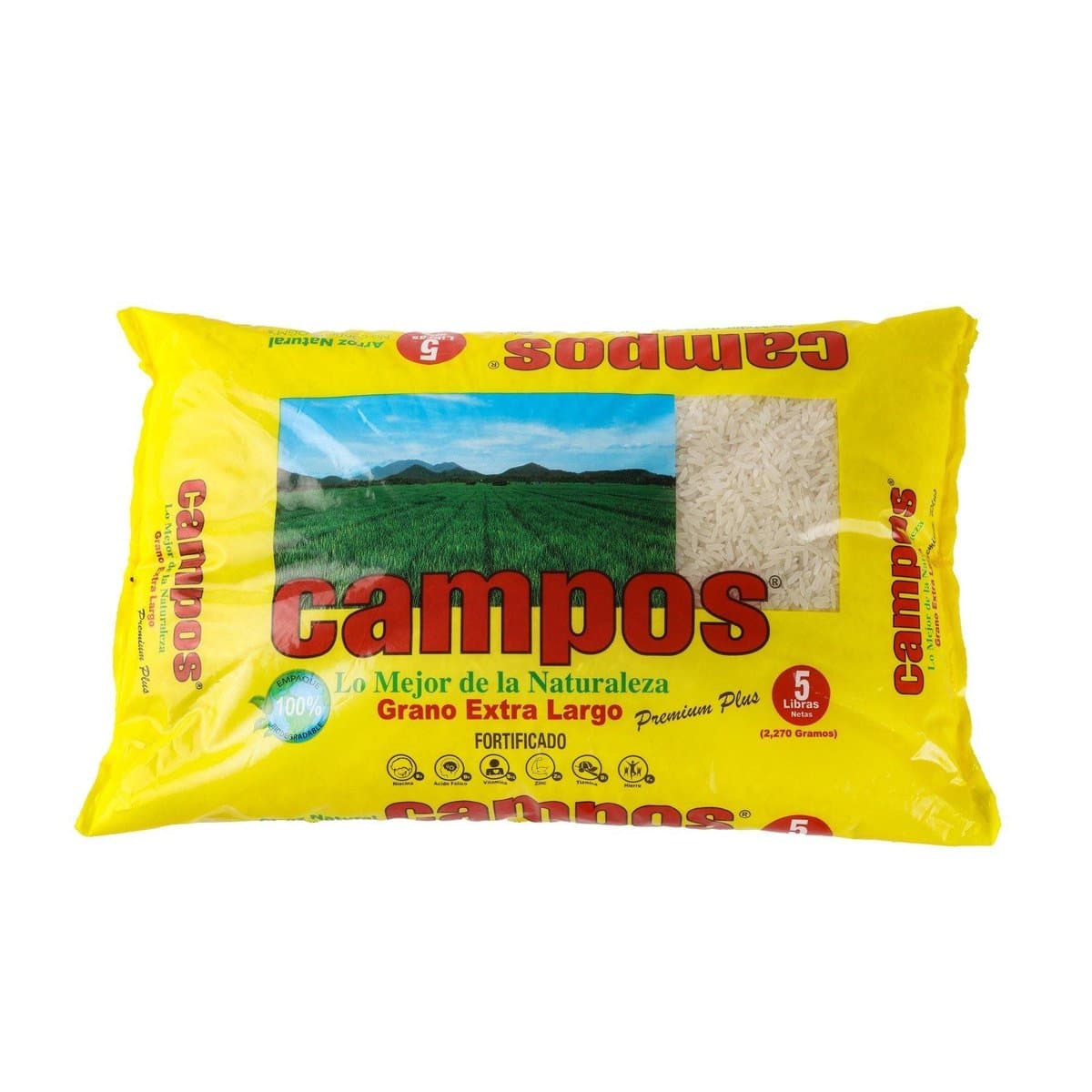 Arroz Premium Grano Extra Largo Campos Fortificado 5 Lb Arroz Premium Grano Extra Largo Campos Fortificado 5 Lb