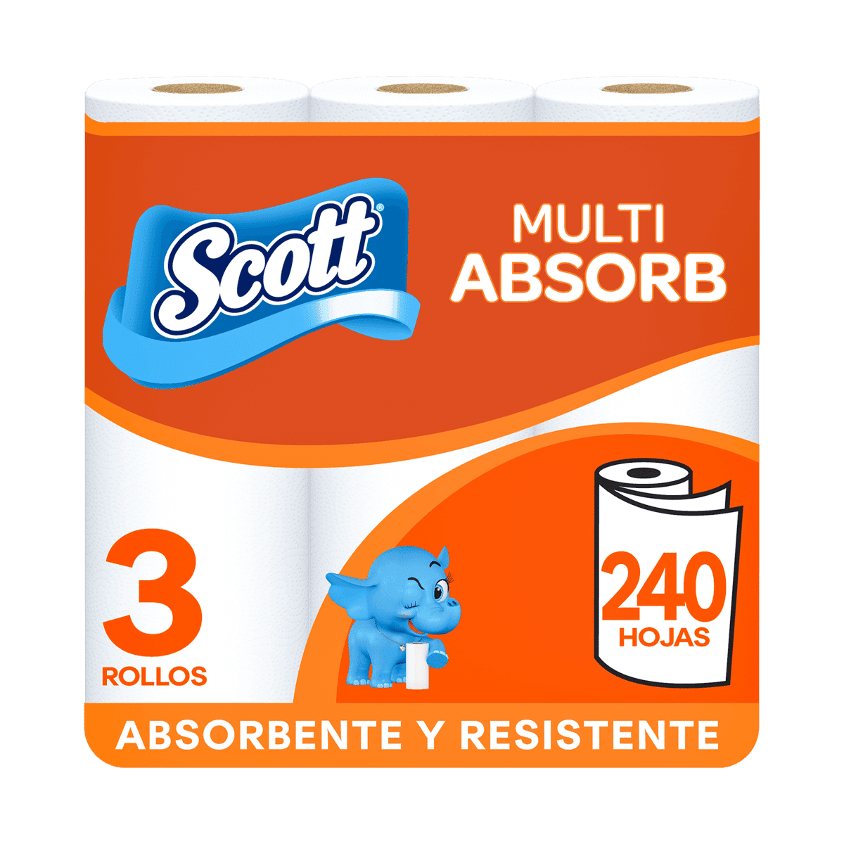 Toalla de Papel Scott Multi Absorb 3 Rollos 80 Hojas Toalla de Papel Scott Multi Absorb 3 Rollos 80 Hojas
