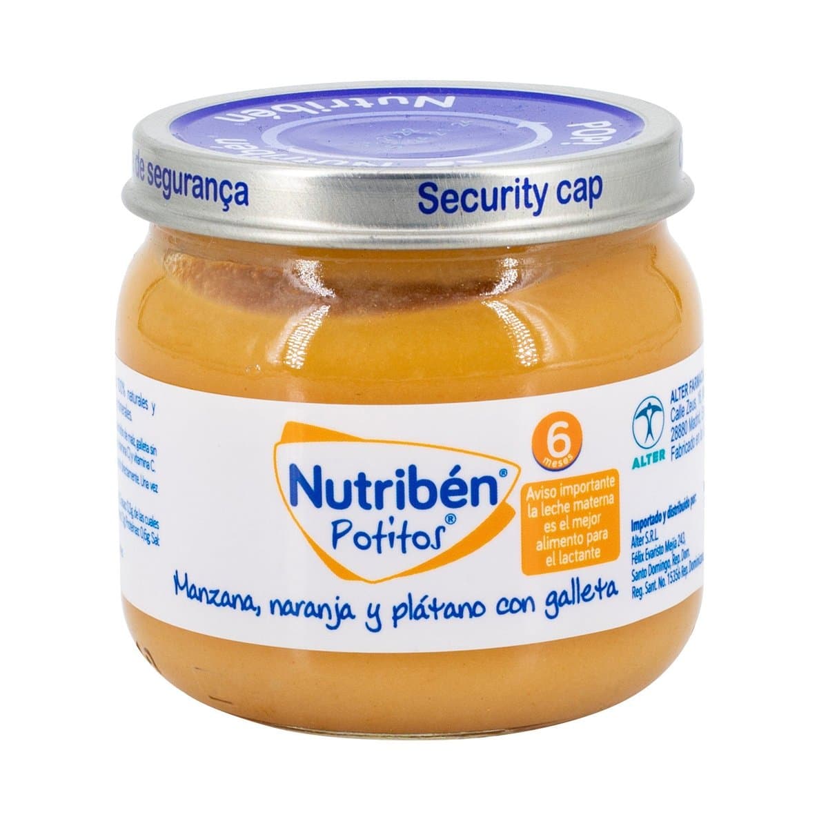 Compota Potitos Nutribén de Manzana, Naranja y Plátano Con Galleta 120g Compota Potitos Nutribén de Manzana, Naranja y Plátano Con Galleta 120g