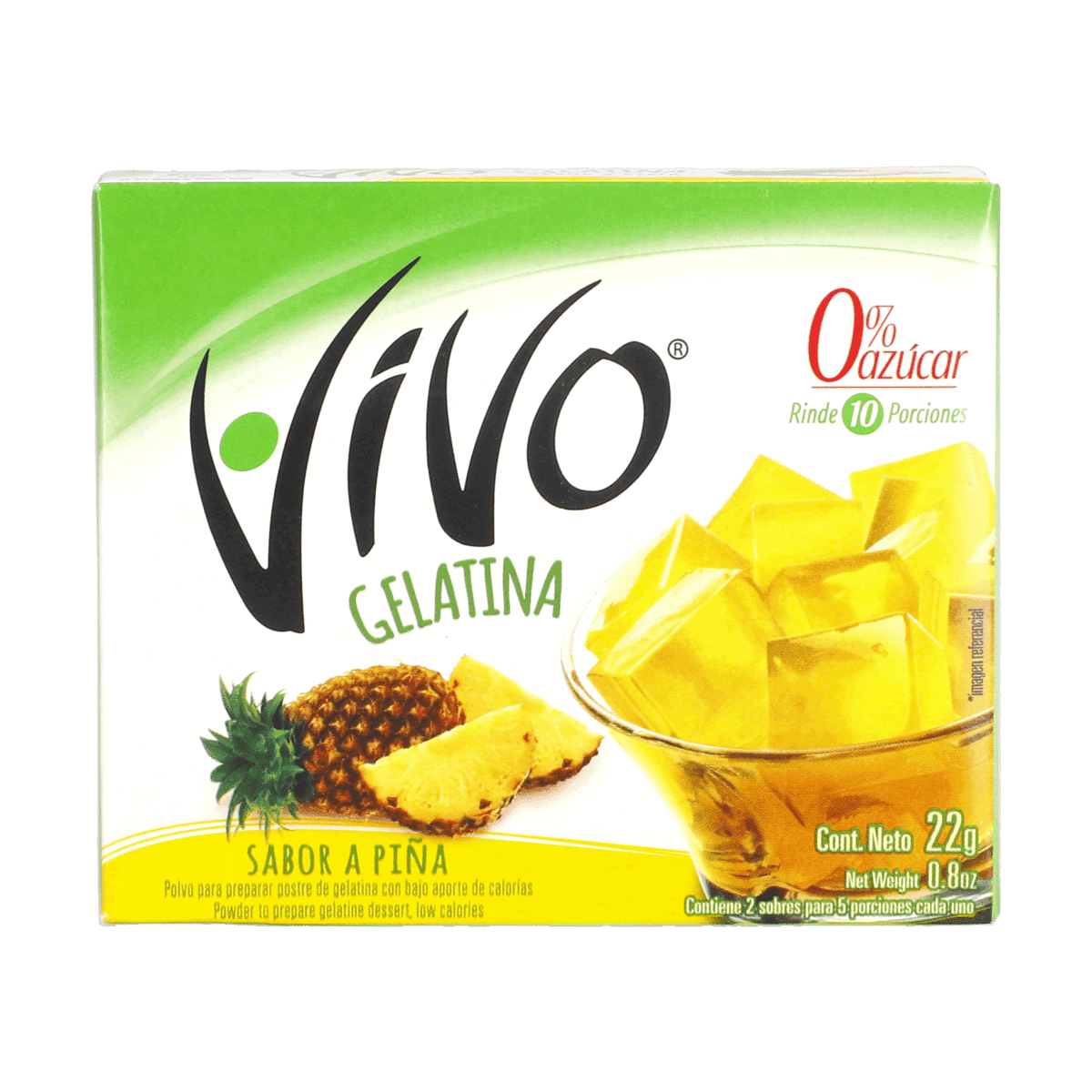 Gelatina ViVo 0% Azúcar Sabor a Piña 22 g Gelatina ViVo 0% Azúcar Sabor a Piña 22 g
