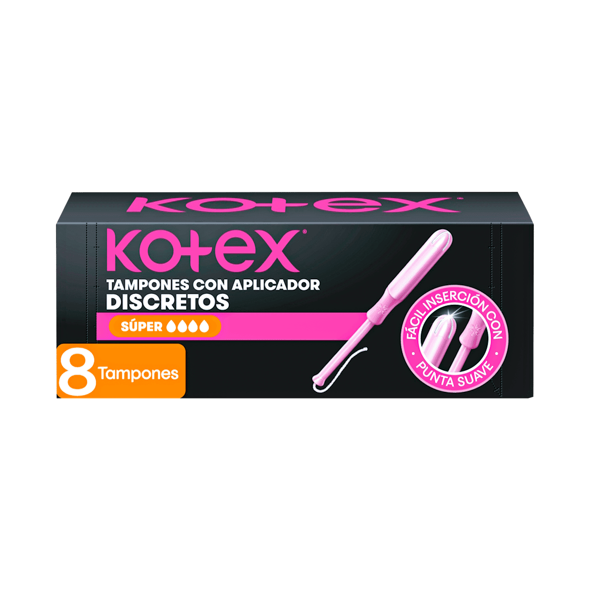 Tampones Kotex Super con Aplicador 8 Unidades Tampones Kotex Super con Aplicador 8 Unidades