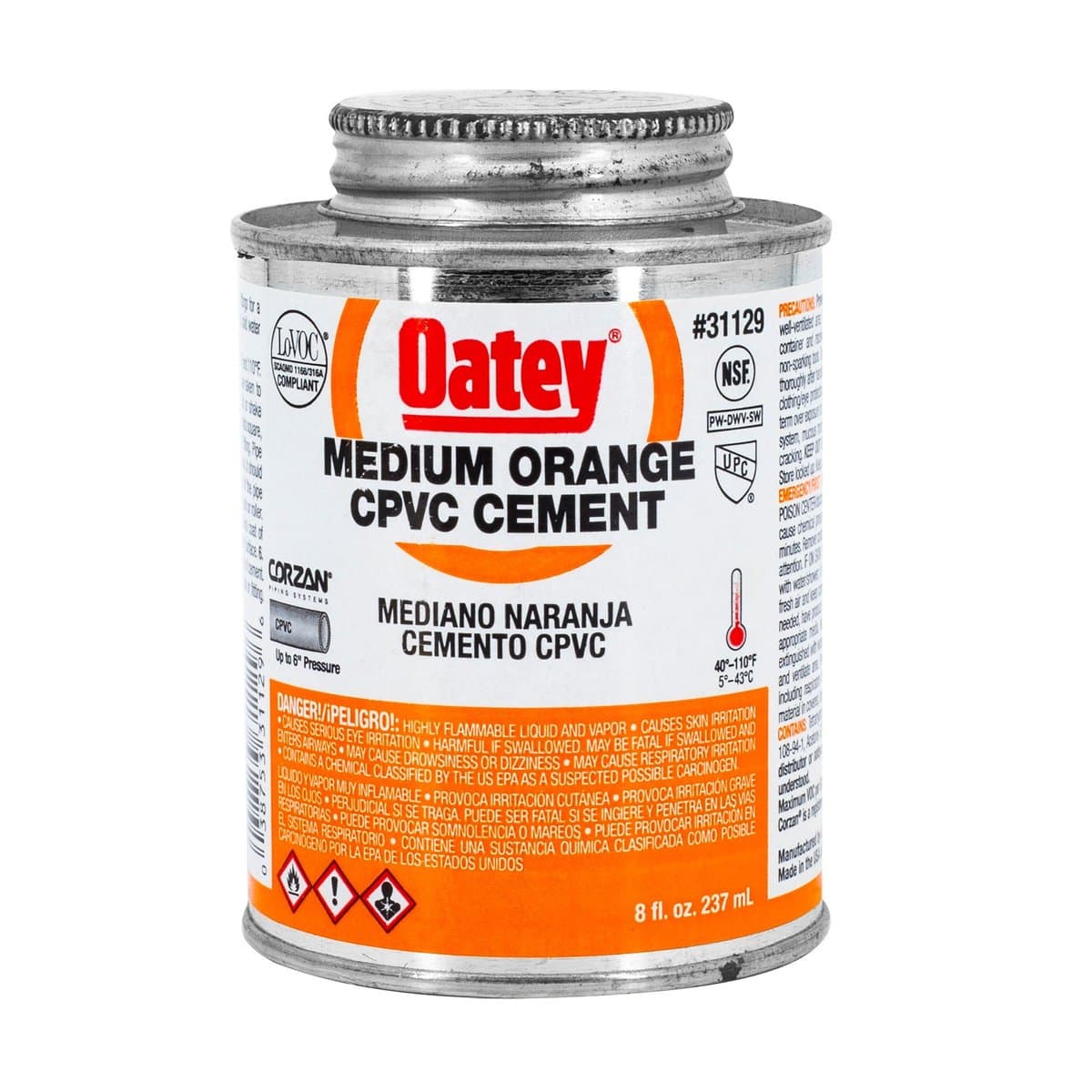 Cemento PVC Oatey Naranja 8 Oz Cemento PVC Oatey Naranja 8 Oz