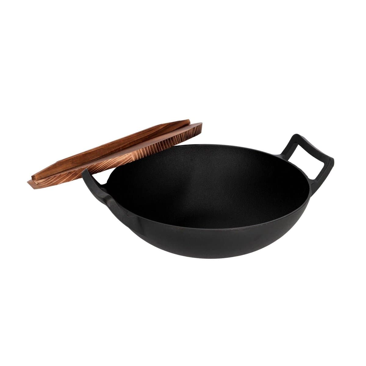 Caldero Wok Balmoral Negro Con Tapa De Madera R/WNW012 31cm De Hierro Fundido Caldero Wok Balmoral Negro Con Tapa De Madera R/WNW012 31cm De Hierro Fundido
