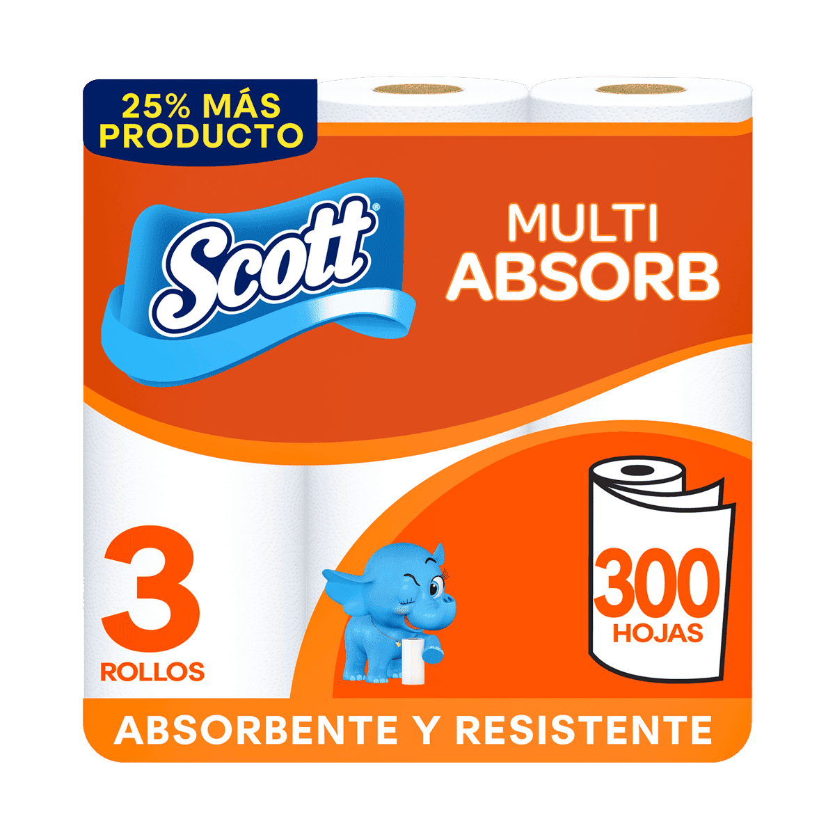 Toalla de Papel Scott Multi Absorb 3 Rollos 100 Hojas Toalla de Papel Scott Multi Absorb 3 Rollos 100 Hojas