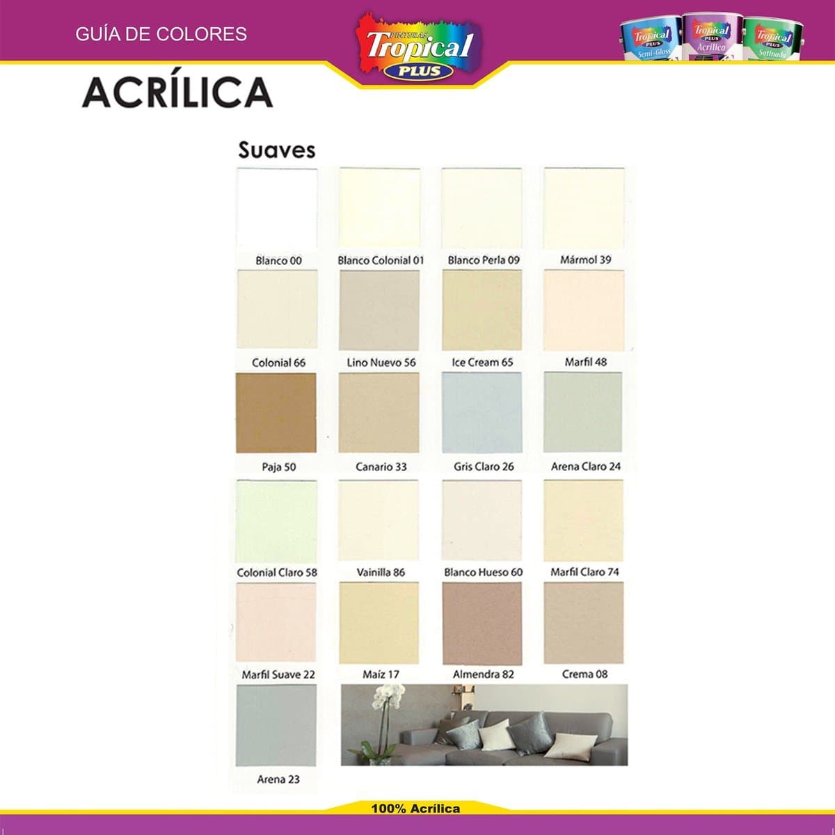 Pinturas Tropical Acrilica Suaves 5 Galón Pinturas Tropical Acrilica Suaves 5 Galón