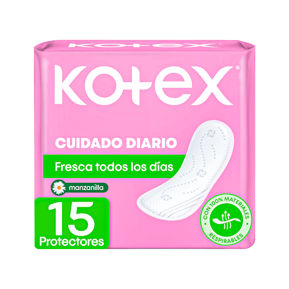 Protectores Kotex Cuidado Diario Manzanilla 15 Unidades Protectores Kotex Cuidado Diario Manzanilla 15 Unidades