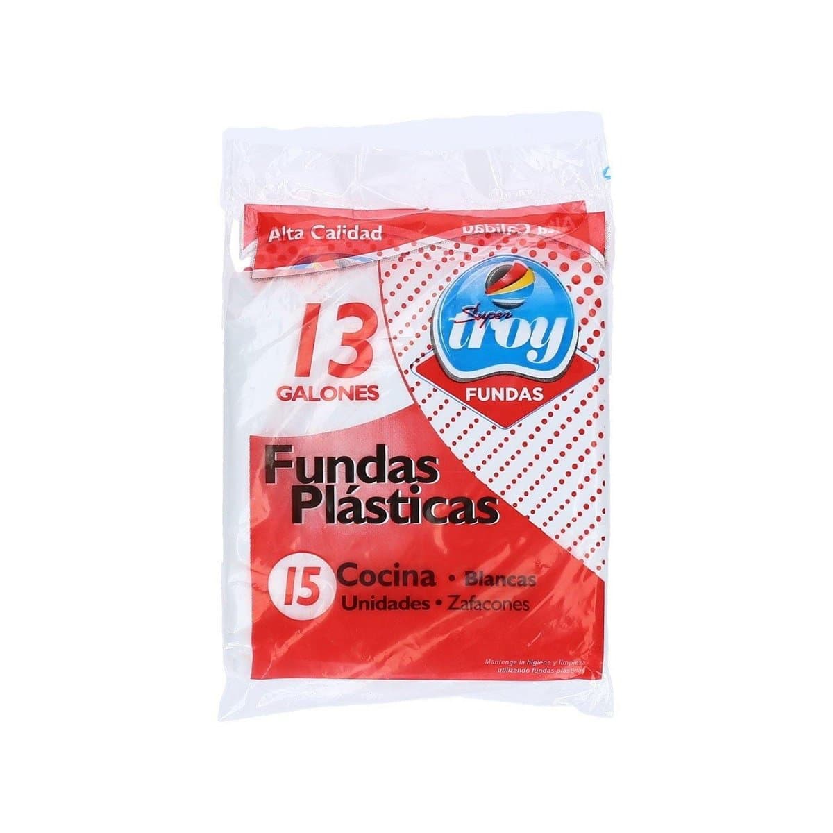 Fundas de Cocina Super Troy Blancas 15 Uds 13 Galones Fundas de Cocina Super Troy Blancas 15 Uds 13 Galones
