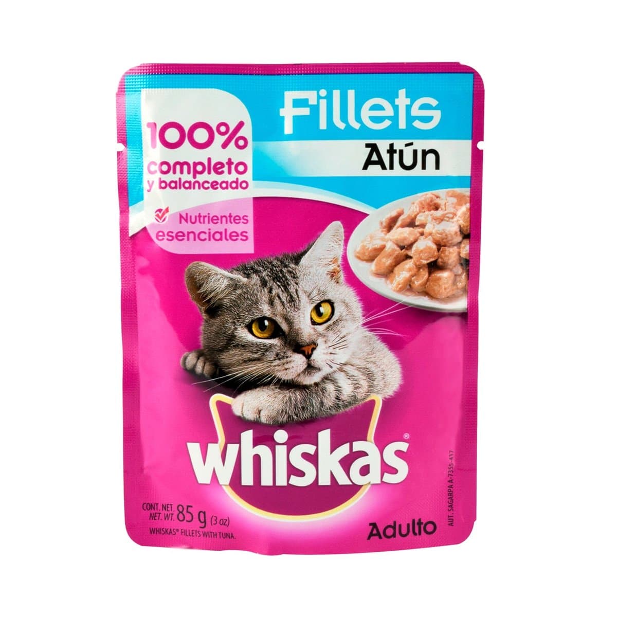 Alimento Para Gatos Whiskas Adultos Filetes De Atún 85 g Alimento Para Gatos Whiskas Adultos Filetes De Atún 85 g