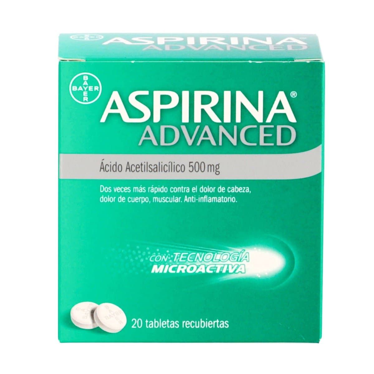 Aspirina Advanced Bayer 20 Tabletas 500mg Aspirina Advanced Bayer 20 Tabletas 500mg