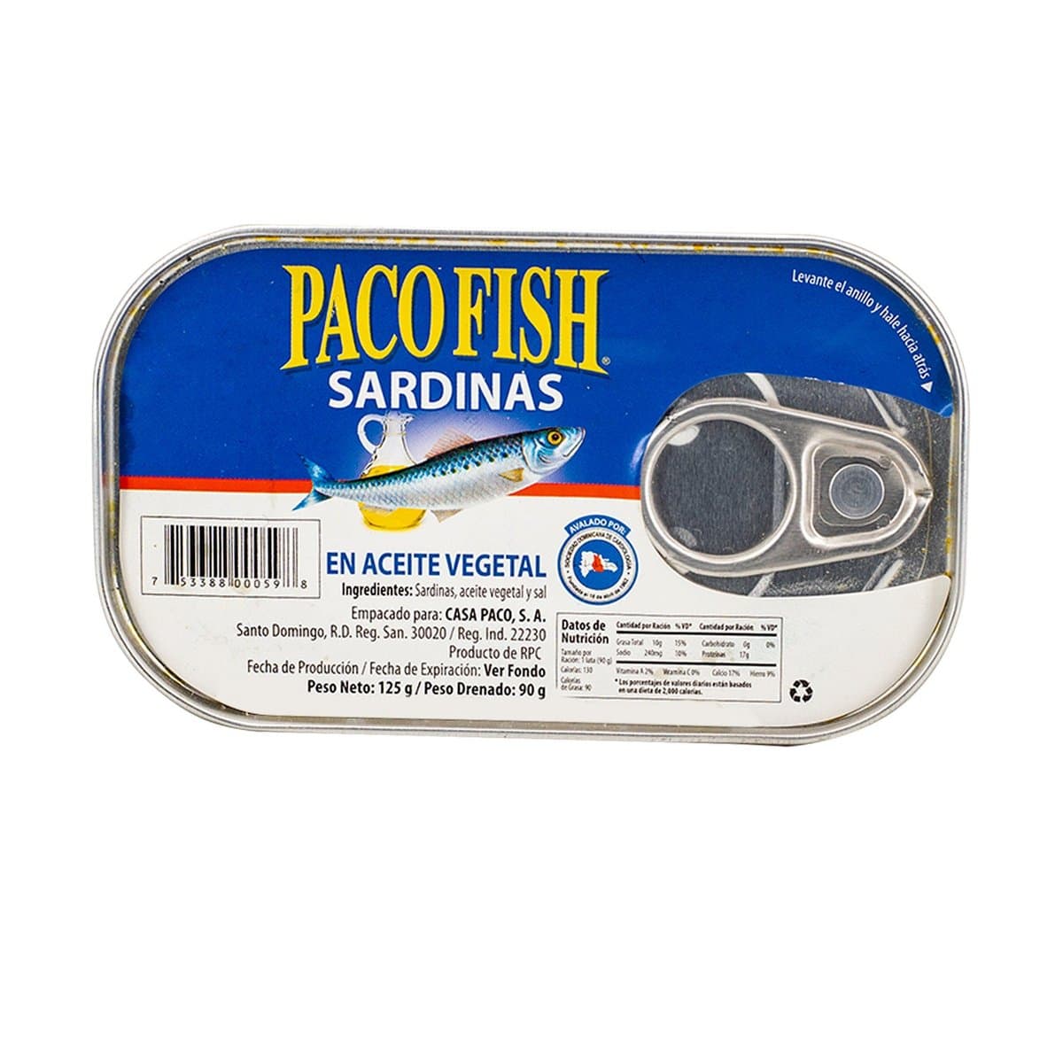 Sardinas Paco Fish En Aceite Vegetal 125 g Sardinas Paco Fish En Aceite Vegetal 125 g