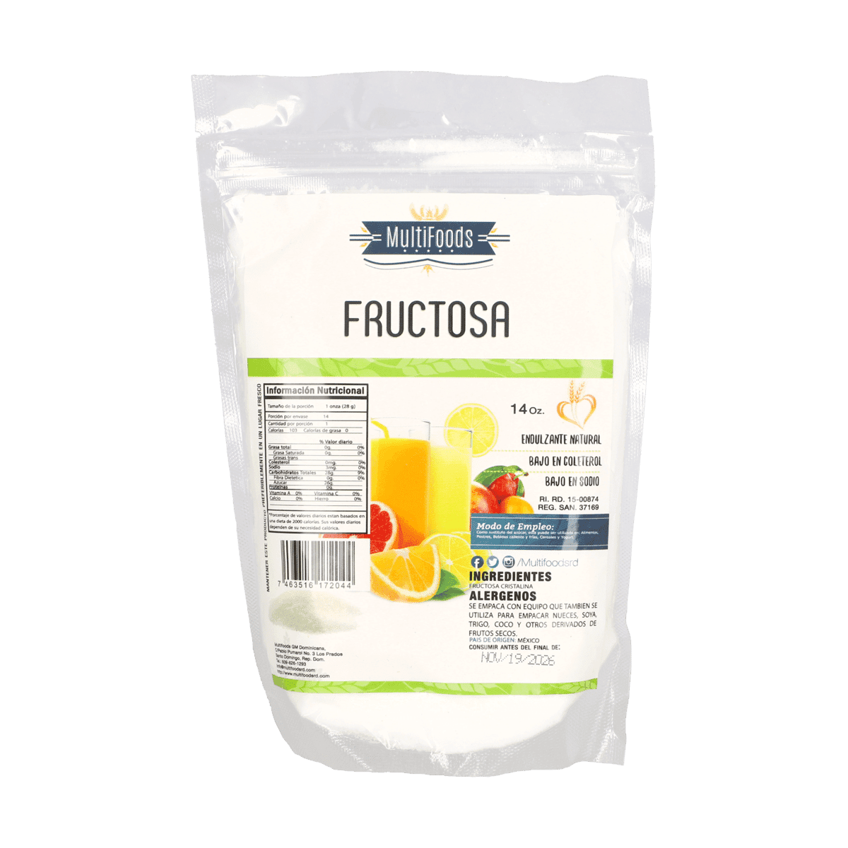 Endulzante Natural Multifoods Fructosa 14 oz Endulzante Natural Multifoods Fructosa 14 oz