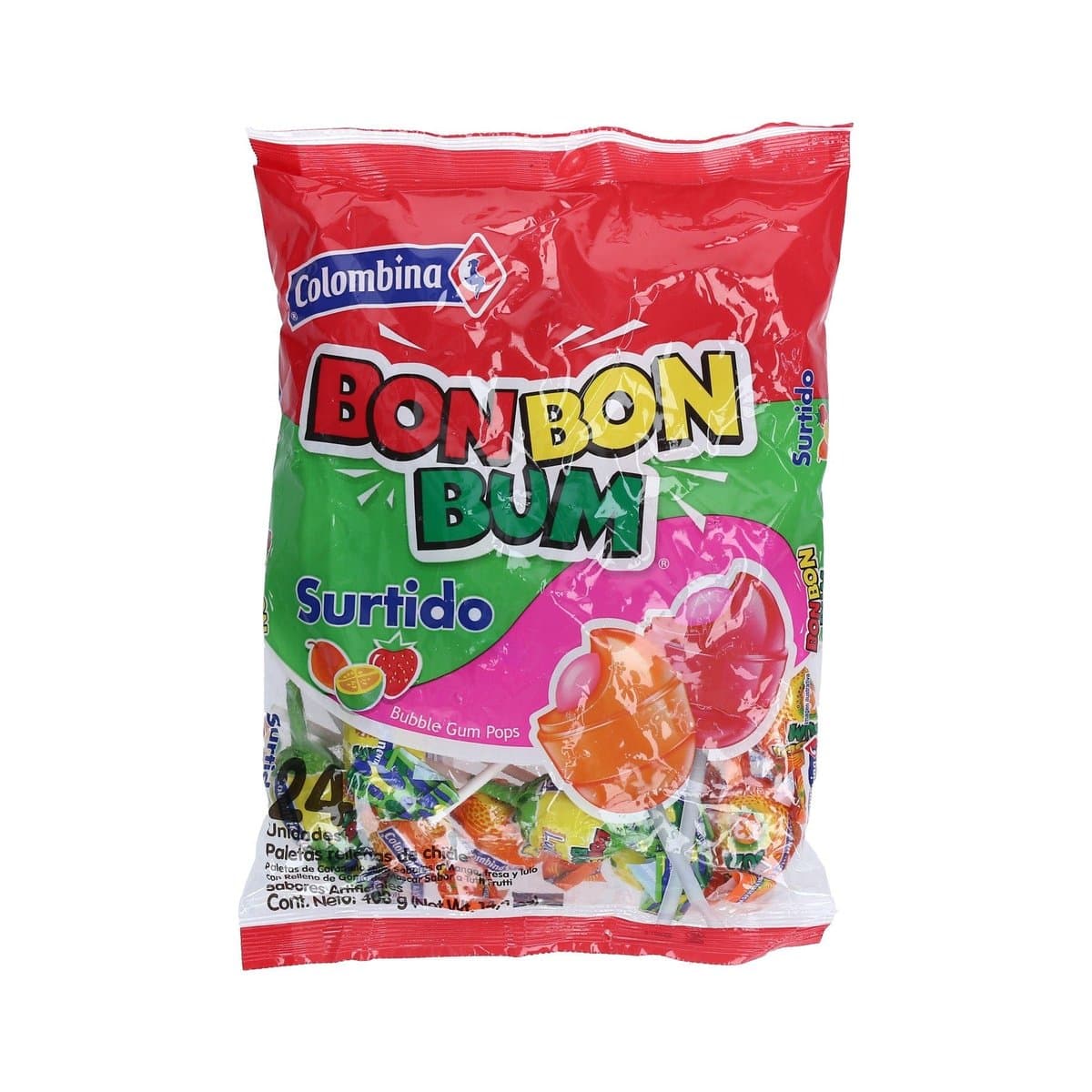 Paletas Surtidas Bon Bon Bum Rellenas De Chicle 24 uds Paletas Surtidas Bon Bon Bum Rellenas De Chicle 24 uds