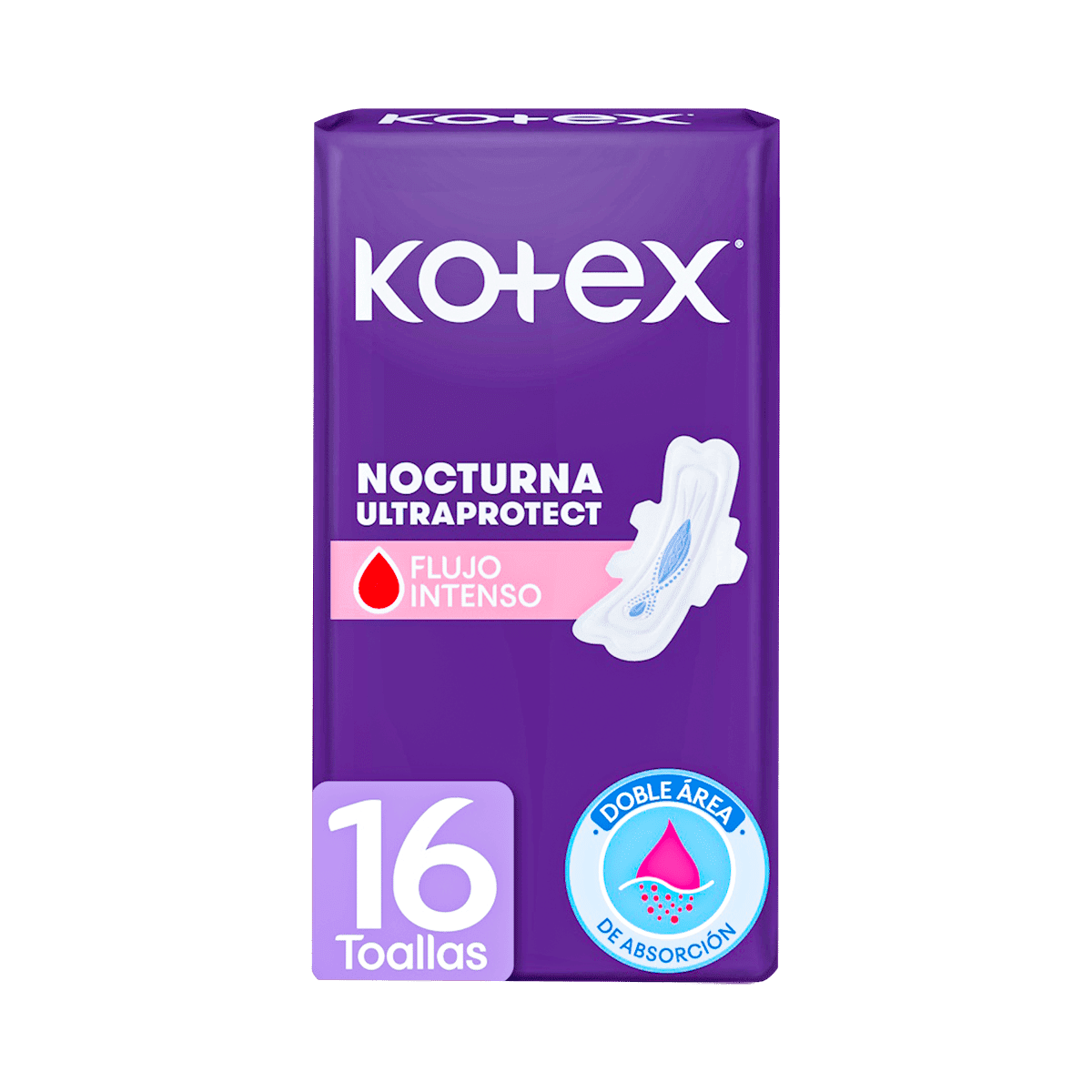 Toallas Femeninas Kotex Nocturna 16 Unidades Toallas Femeninas Kotex Nocturna 16 Unidades