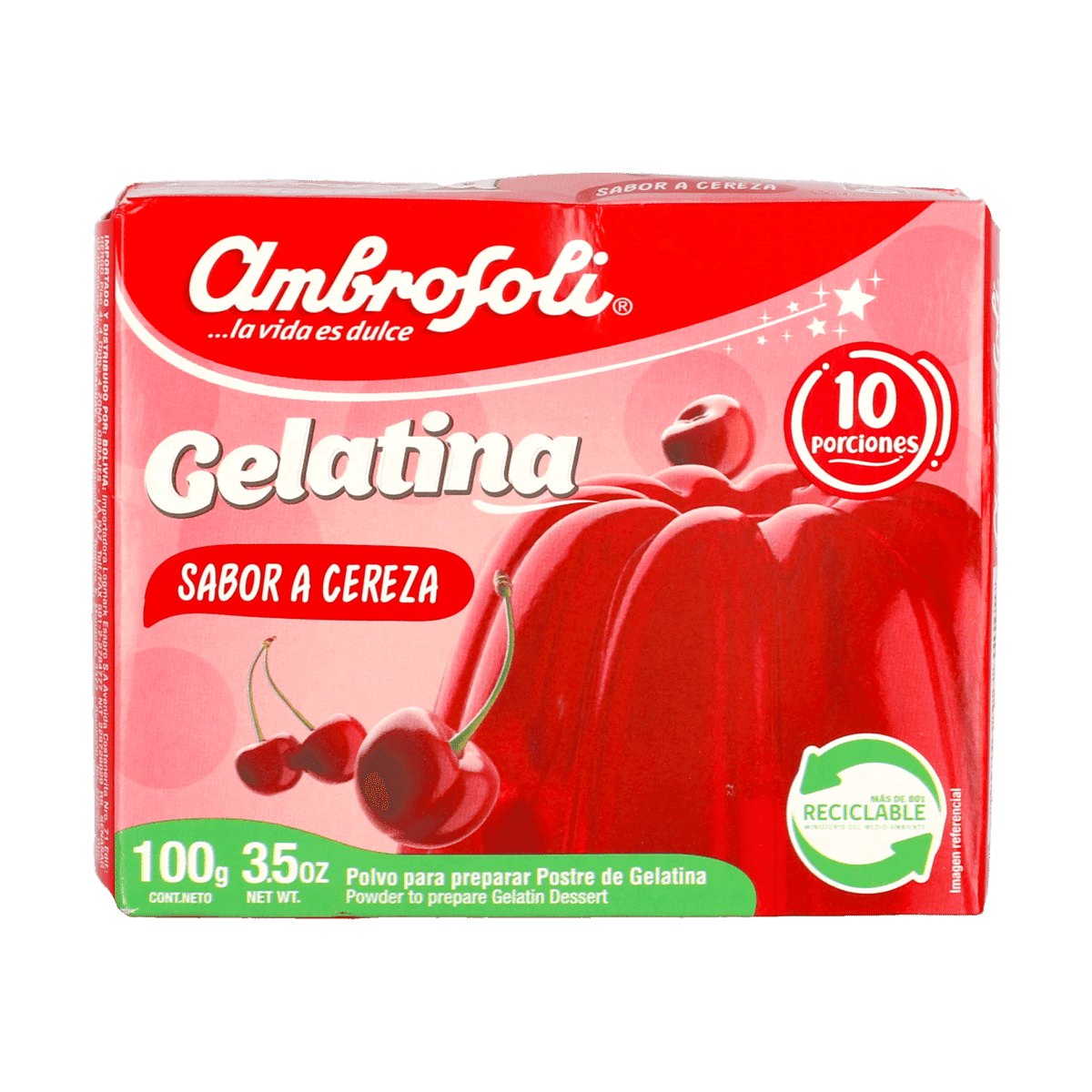 Gelatina Sabor Cereza Ambrosoli 3.5 oz Gelatina Sabor Cereza Ambrosoli 3.5 oz