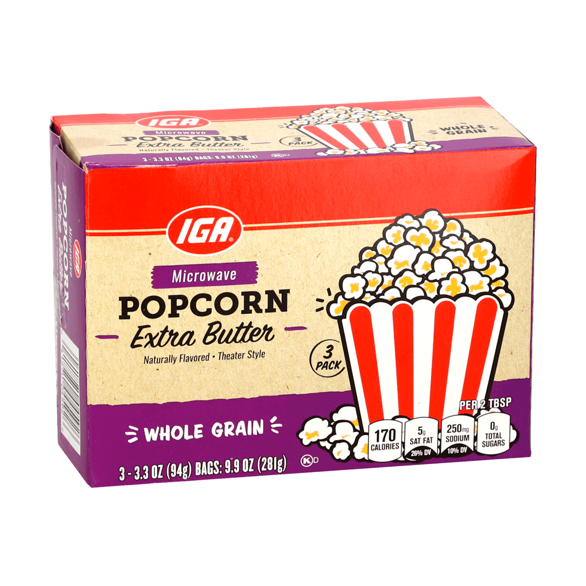 Palomitas de Extra Mantequilla IGA 281 Gramos 3 Unidades Palomitas de Extra Mantequilla IGA 281 Gramos 3 Unidades