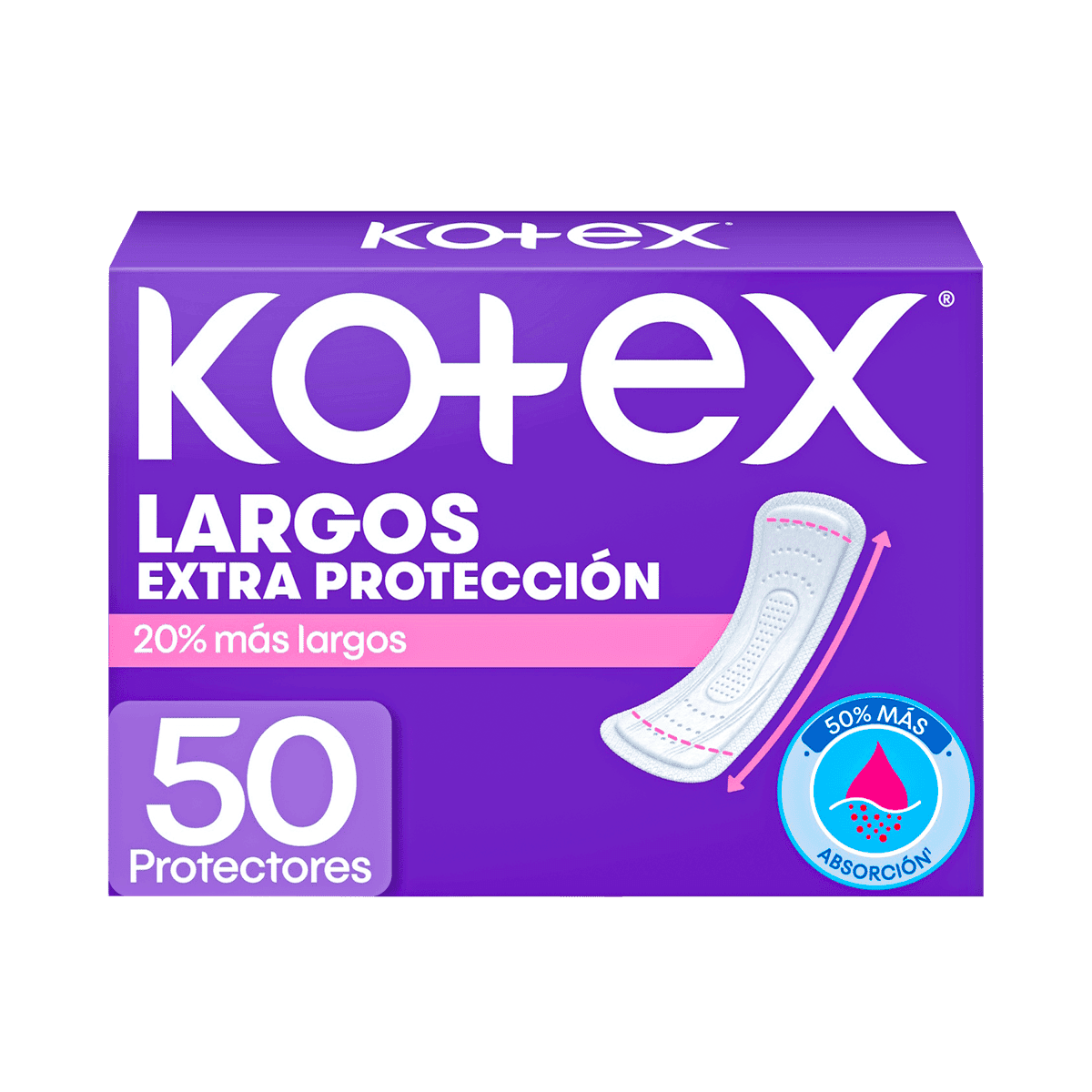 Protectores Diarios Kotex Largos 50 Unidades Protectores Diarios Kotex Largos 50 Unidades