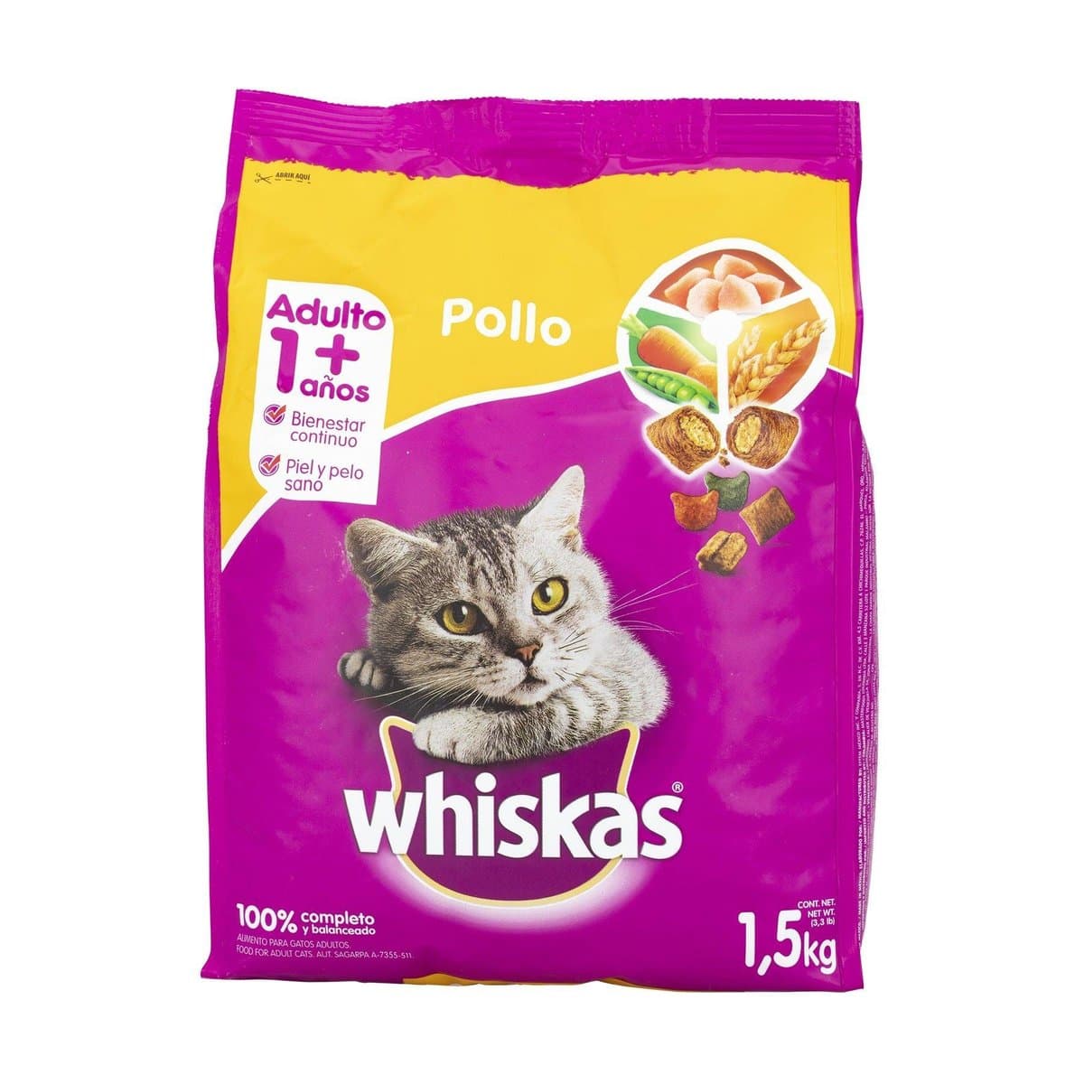 Alimento Para Gatos Adultos Whiskas Sabor Pollo 1.5 Kg Alimento Para Gatos Adultos Whiskas Sabor Pollo 1.5 Kg